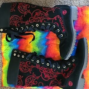 Timberland Gotjic knee high black and red boot Victorian Emo Never been worn